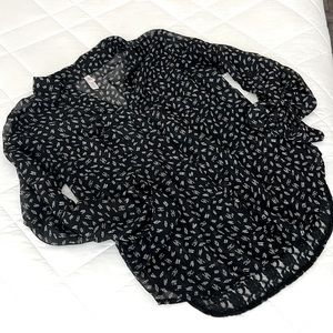 Xhiliration Sheer Blouse with Lace Back